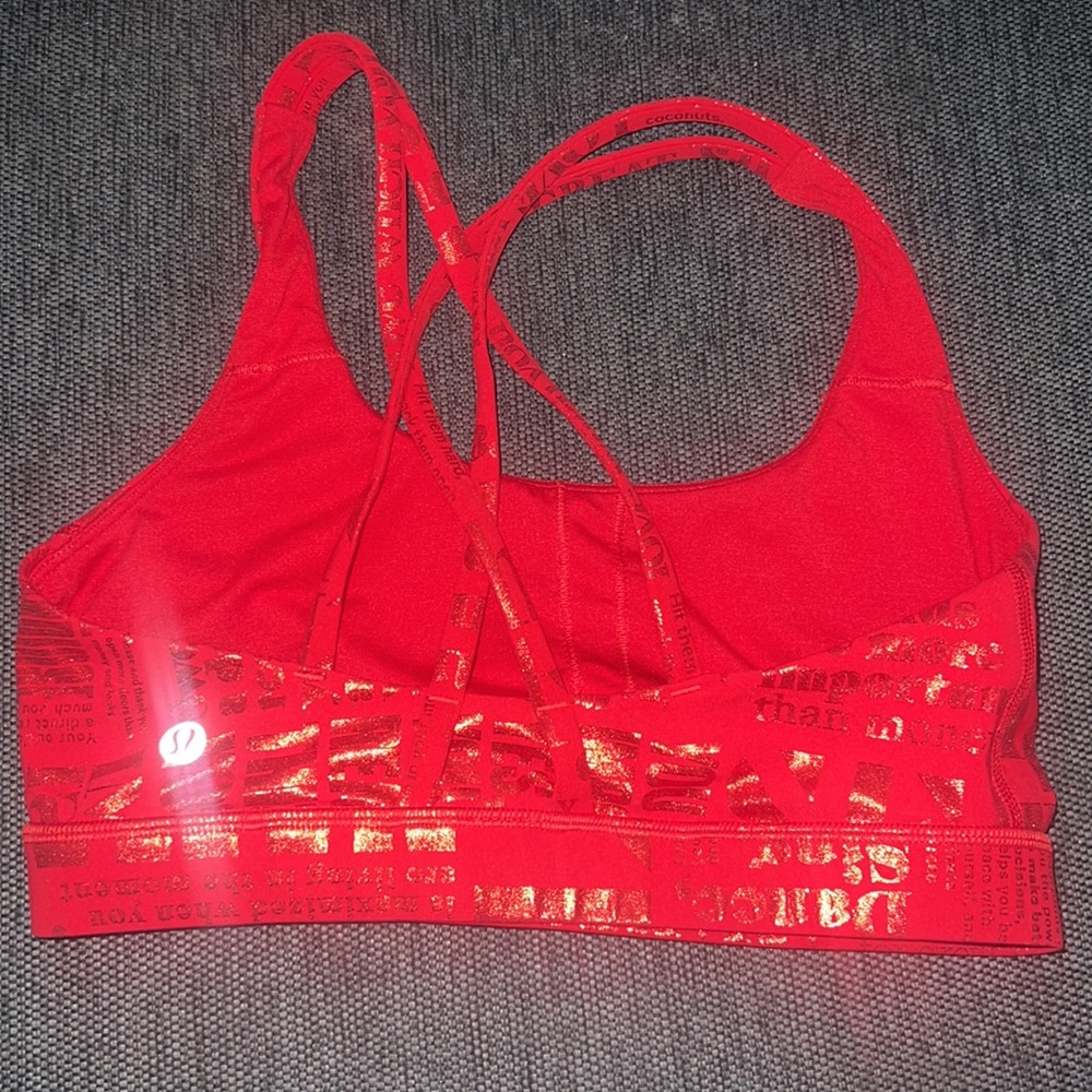 Like New Lululemon Energy Bra 20 YR LIMITED  Edition Manifesto Sport Bra - Picture 6 of 9